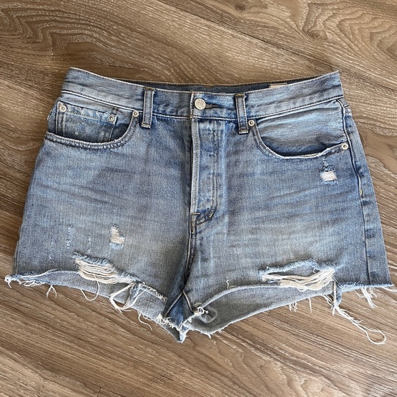 Free People We The Free Denim Blue High Waist Shorts sz 30 - Picture 1 of 9
